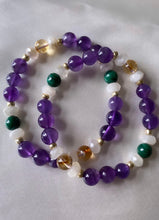 Load image into Gallery viewer, Amethyst, Citrine, Malachite, & Moonstone Infinity Bracelet