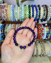 Load image into Gallery viewer, Purple Tiger's Eye Charm Bracelet