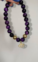 Load image into Gallery viewer, Purple Tiger's Eye Charm Bracelet