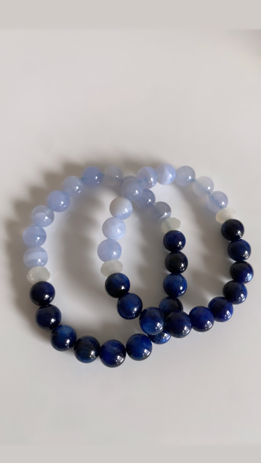 Blue Lace Agate, Moonstone, & Kyanite Infinity Bracelet