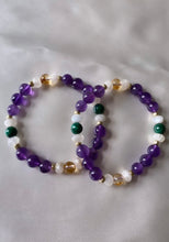 Load image into Gallery viewer, Amethyst, Citrine, Malachite, &amp; Moonstone Infinity Bracelet

