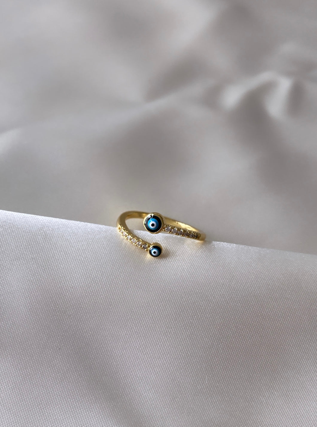 Double Evil Eye Adjustable Ring