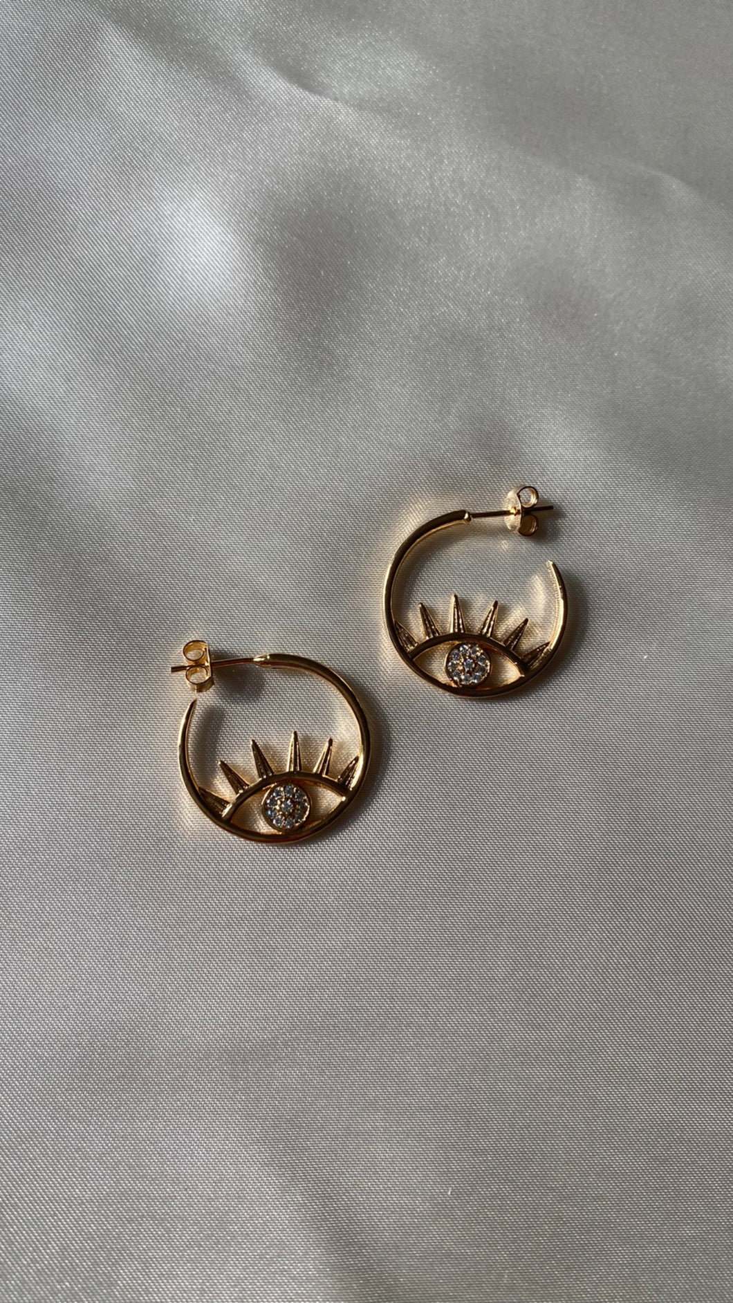 Gold Evil Eye Hoop Earrrings
