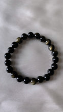 Load image into Gallery viewer, Gold Sheen Obsidian Infinity Bracelet
