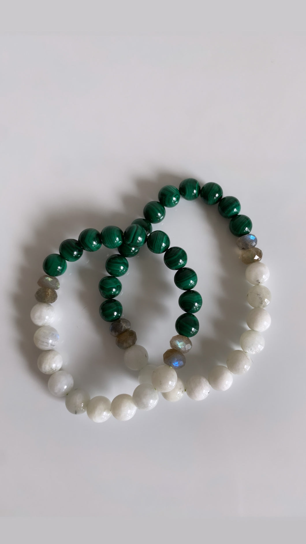 Malachite, Labradorite, & Moonstone Infinity Bracelet