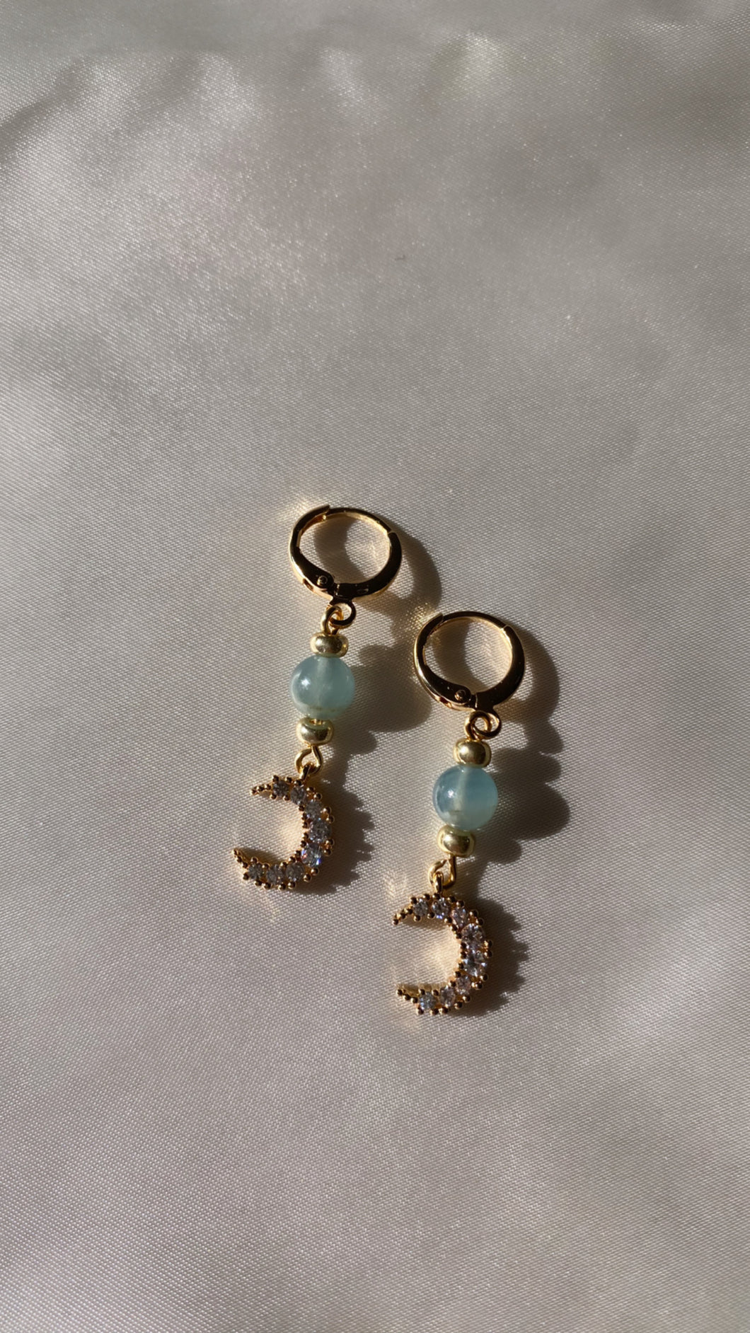 Lemurian Calcite Moon Earrings