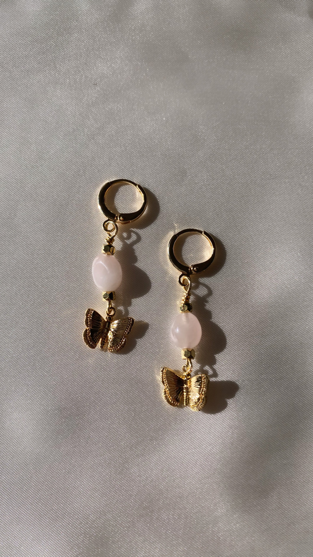 Rose Quartz Butterfly Earrings