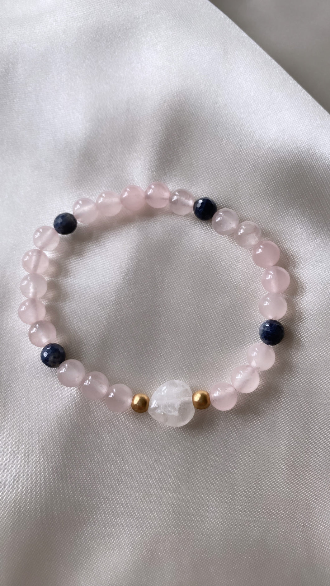 Sapphire & Rose Quartz Heart Infinity Bracelet