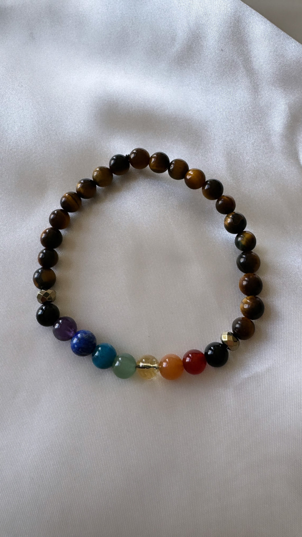 Mini Chakra & Tiger's Eye Infinity Bracelet
