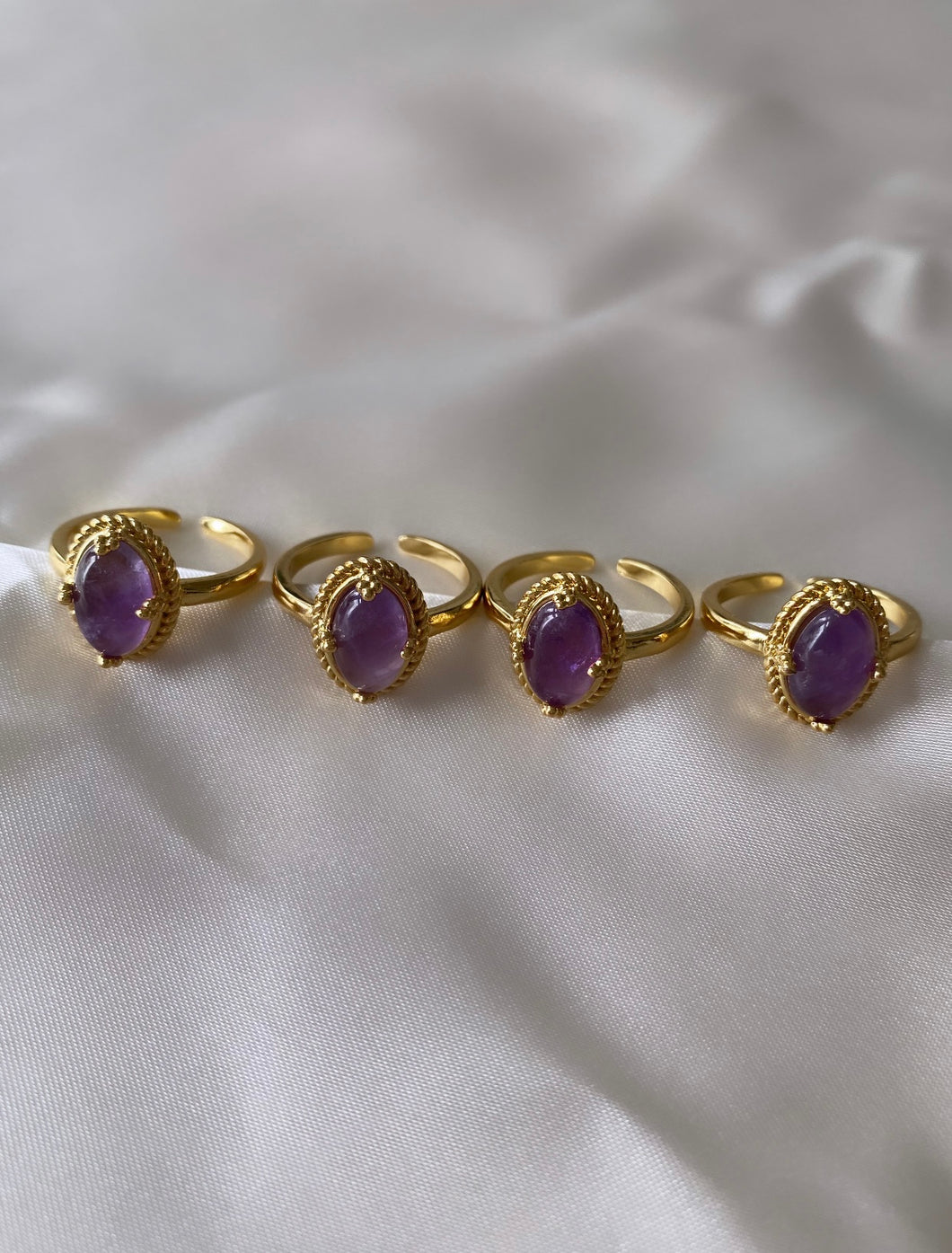 Oval Amethyst Adjustable Ring