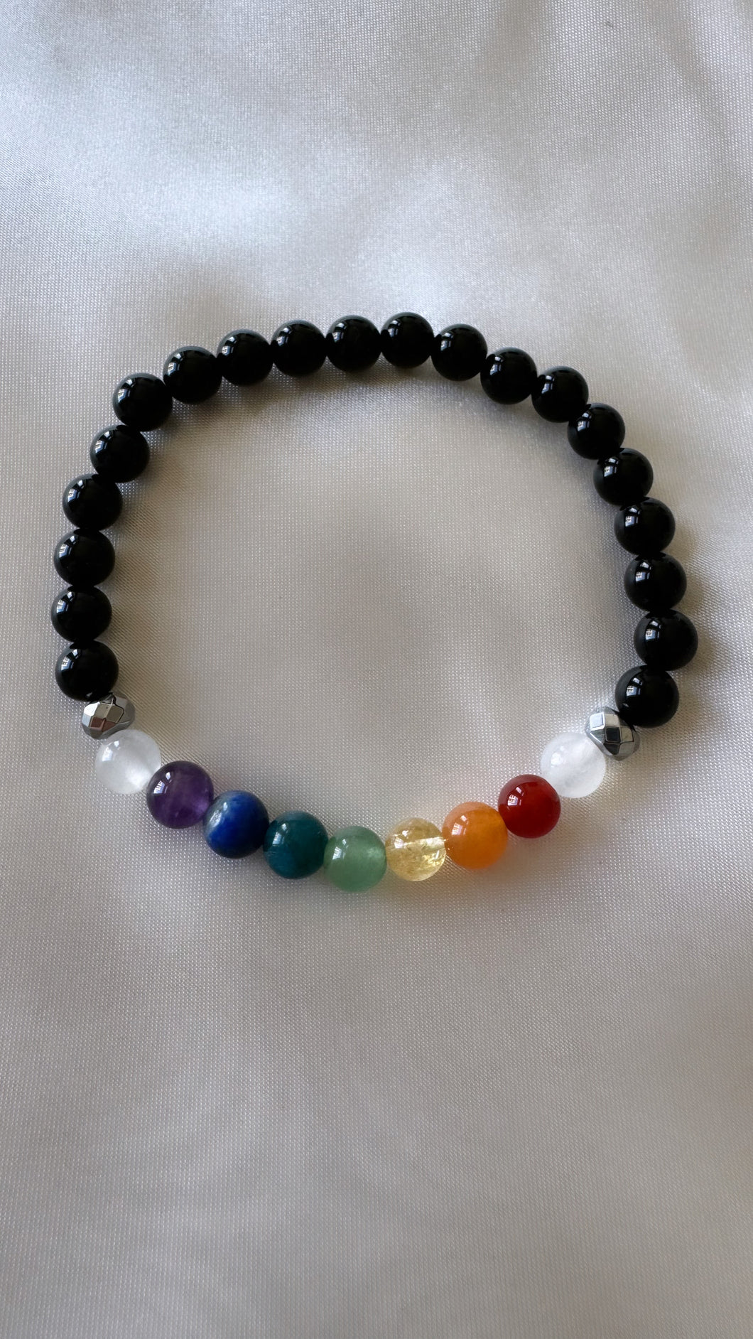 Mini Chakra & Black Onyx Infinity Bracelet