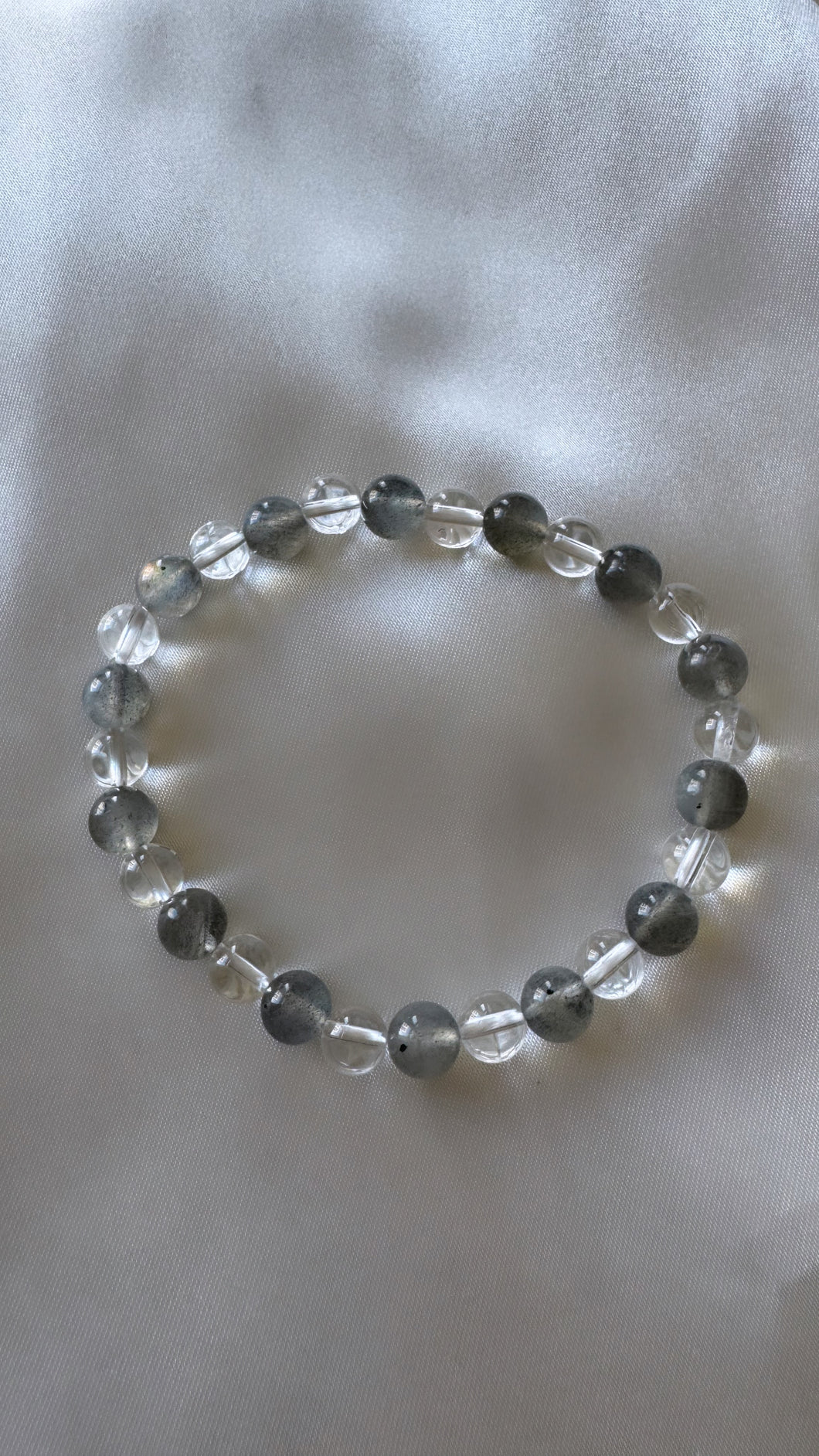 Mini Labradorite & Clear Quartz Infinity Bracelet