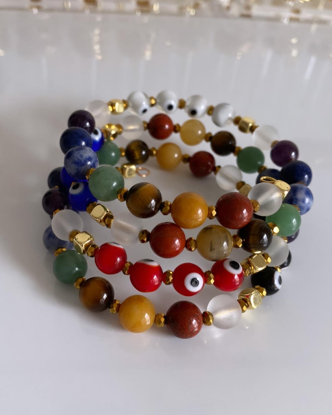 Aligned Chakras Memory Wire Bracelet