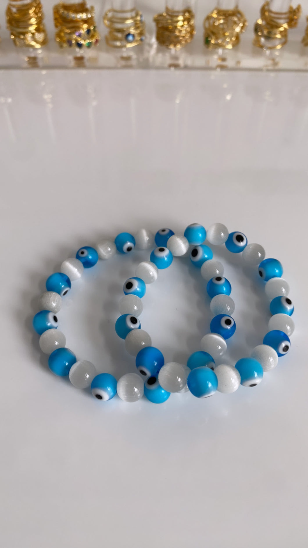 Light Blue Evil Eye Crystal Bracelets