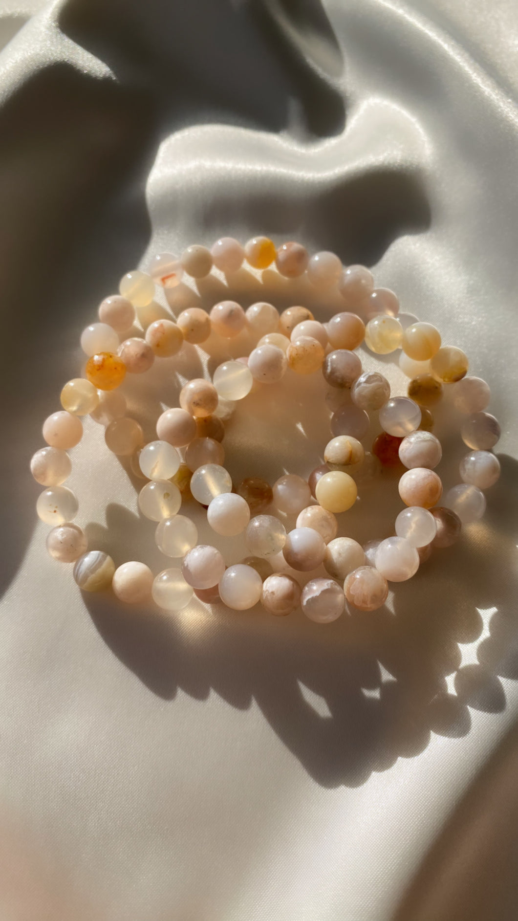 Cherry Blossom Agate Infinity Bracelet