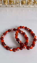 Load image into Gallery viewer, Orange Evil Eye Crystal Bracelets
