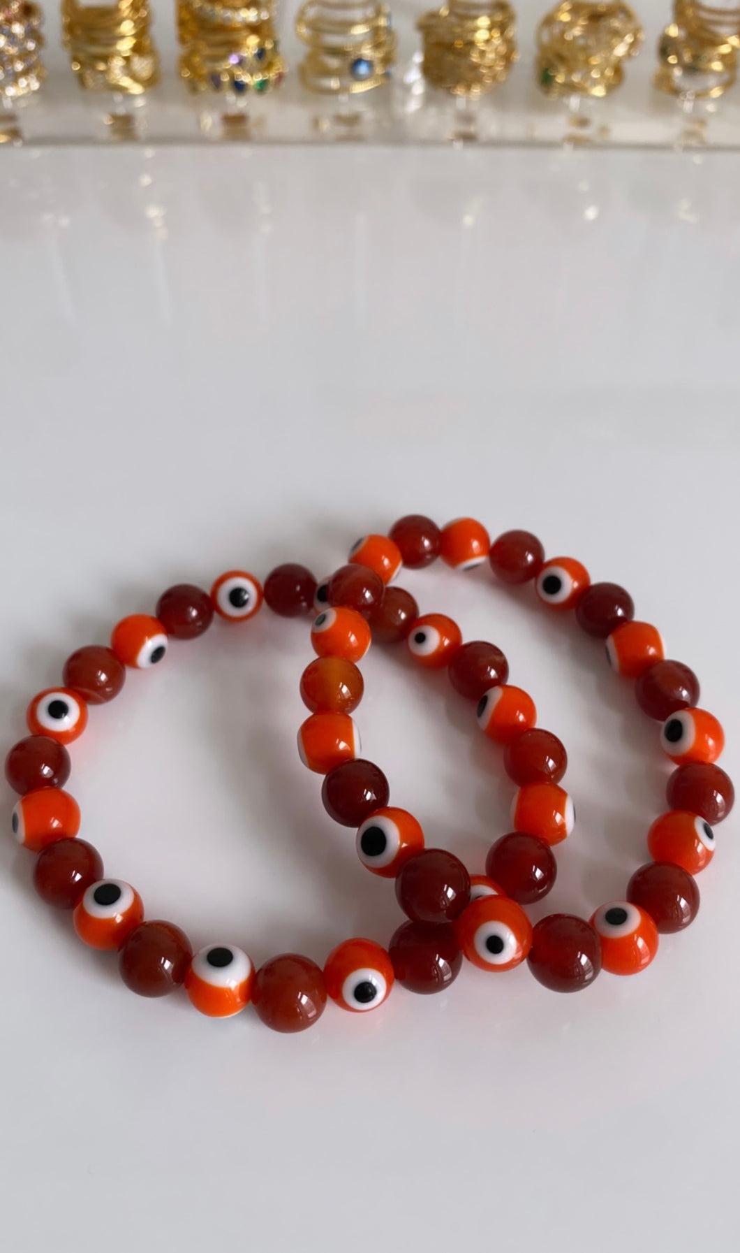 Orange Evil Eye Crystal Bracelets