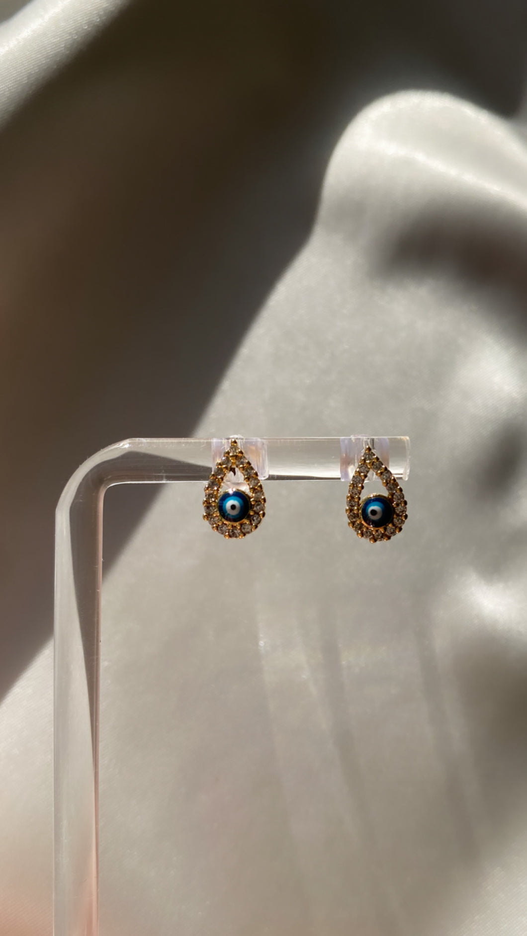 Teardrop Evil Eye Stud Earrings