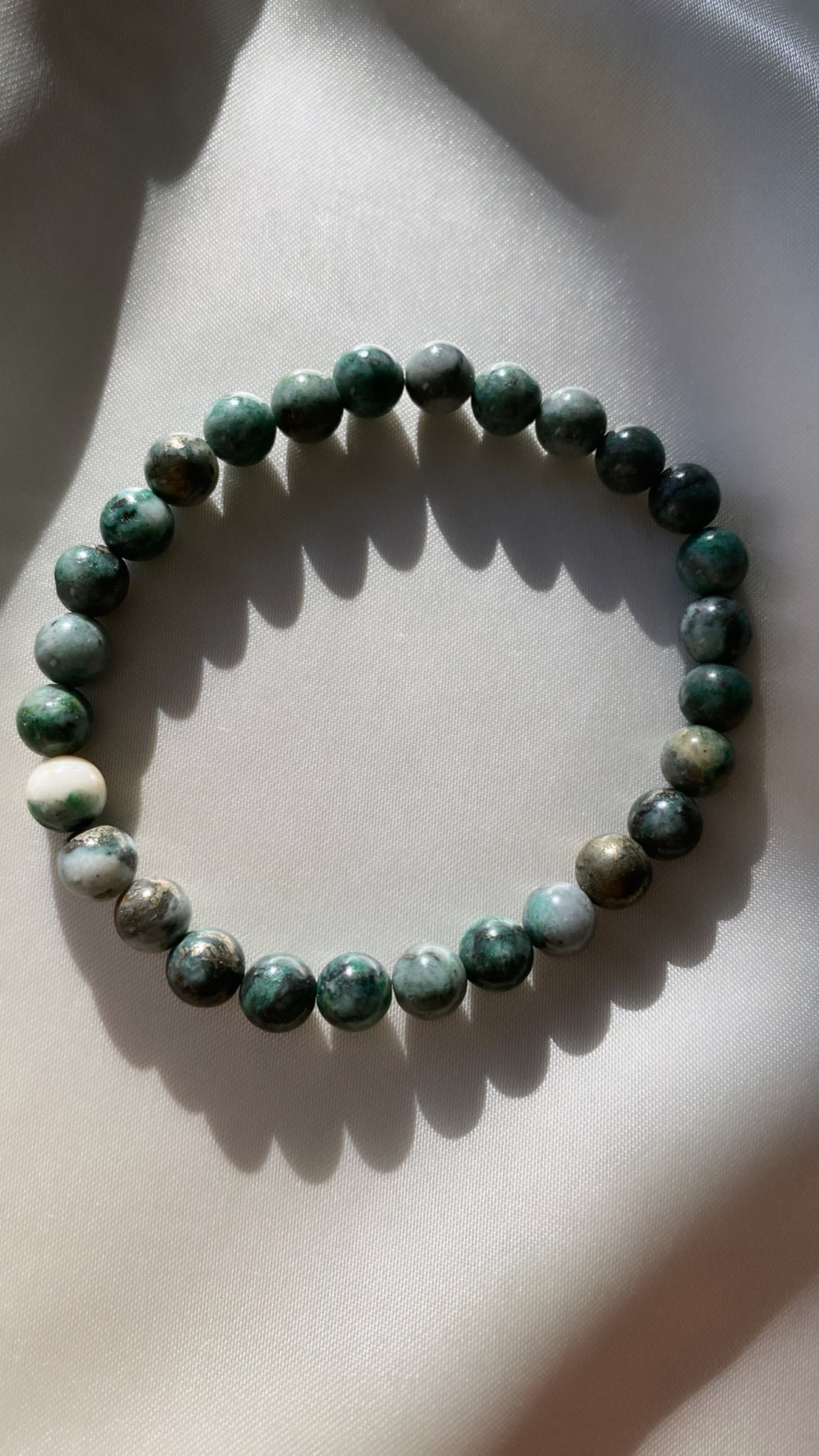 Mini Pyrite In Green Jade Infinity Bracelet