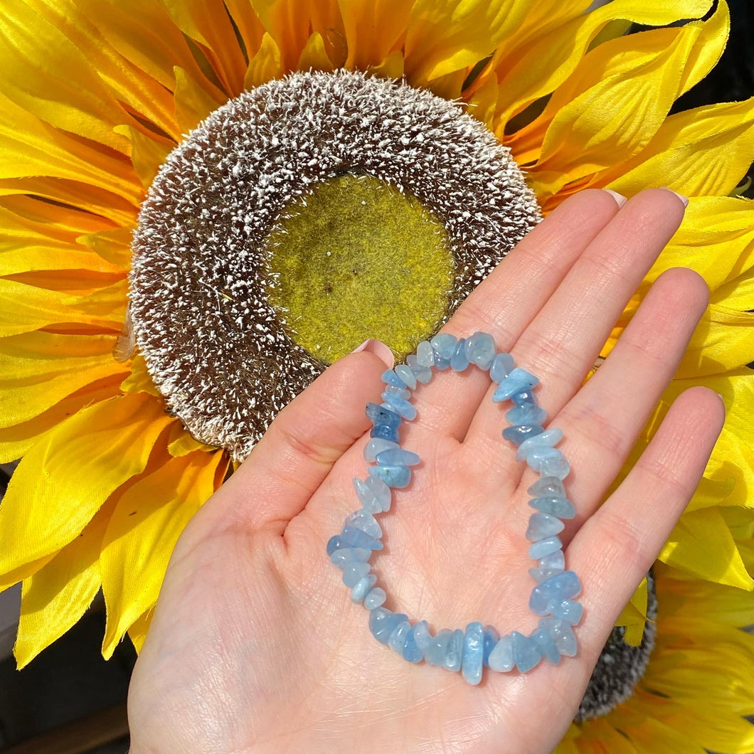 Aquamarine Chip Infinity Bracelet