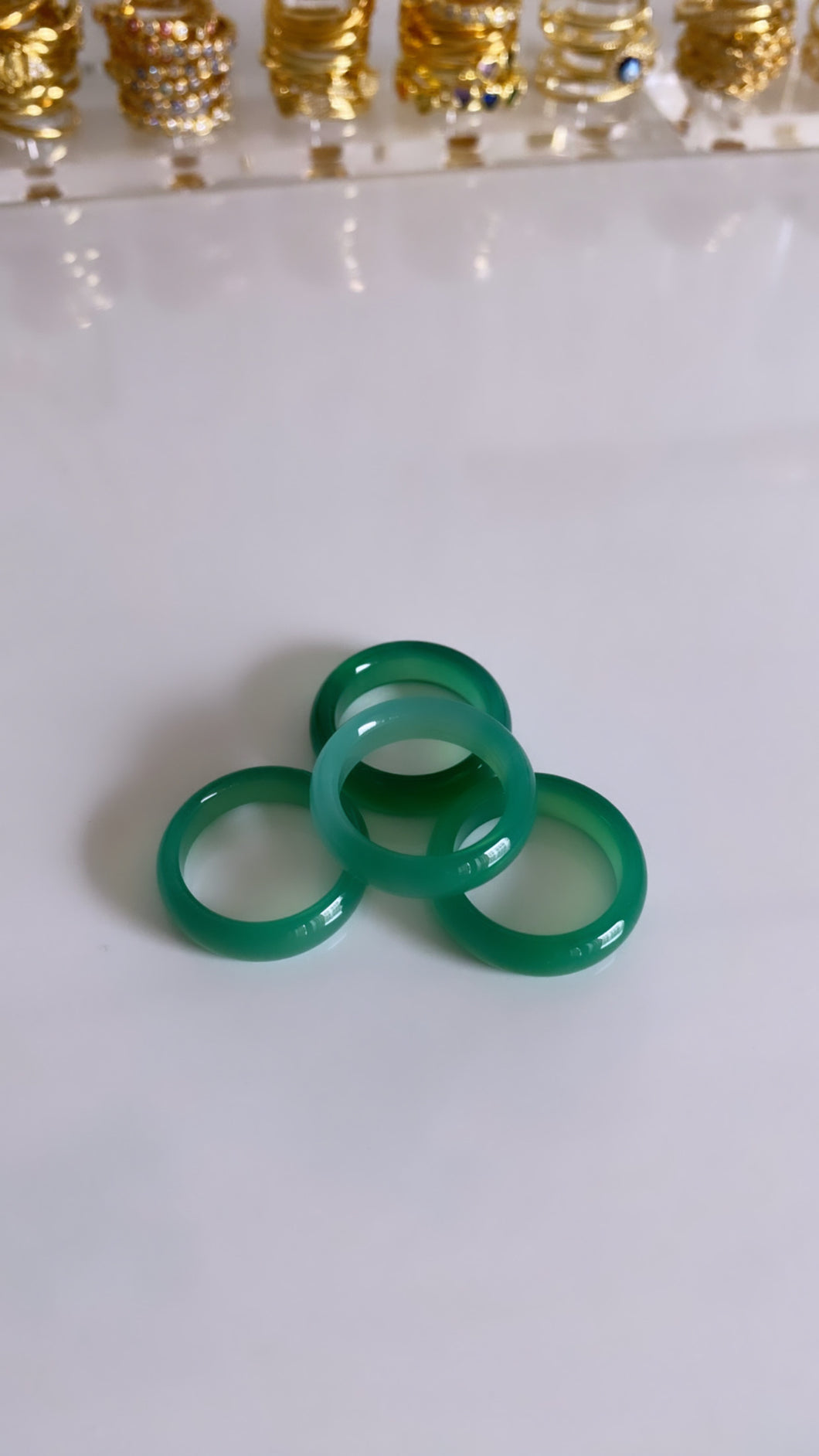 Green Jade Infinity Ring