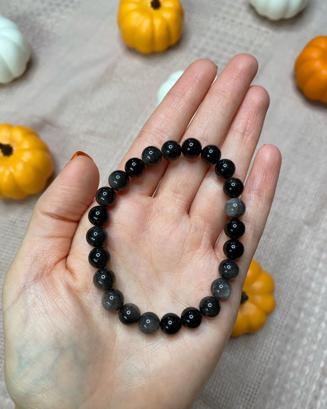 Silver Sheen Obsidian Infinity Bracelet