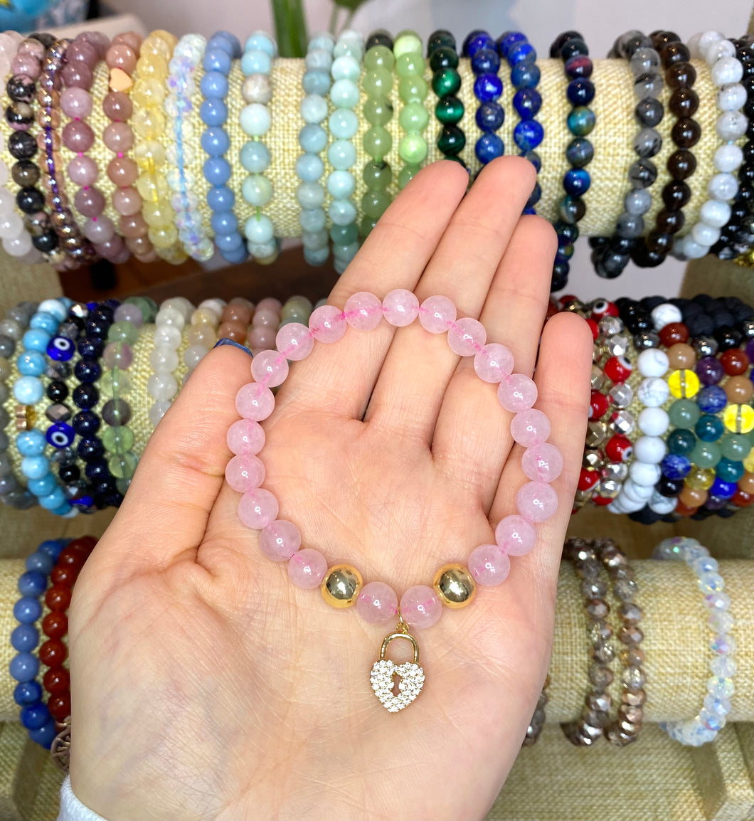 Rose Quartz Charm Bracelet