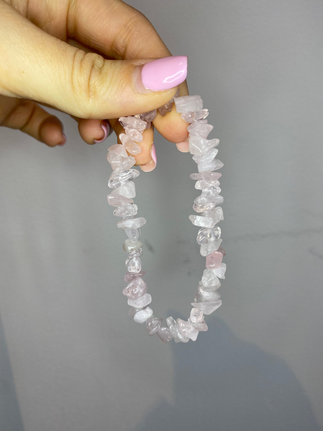 Rose Quartz Chip Infinity Bracelet