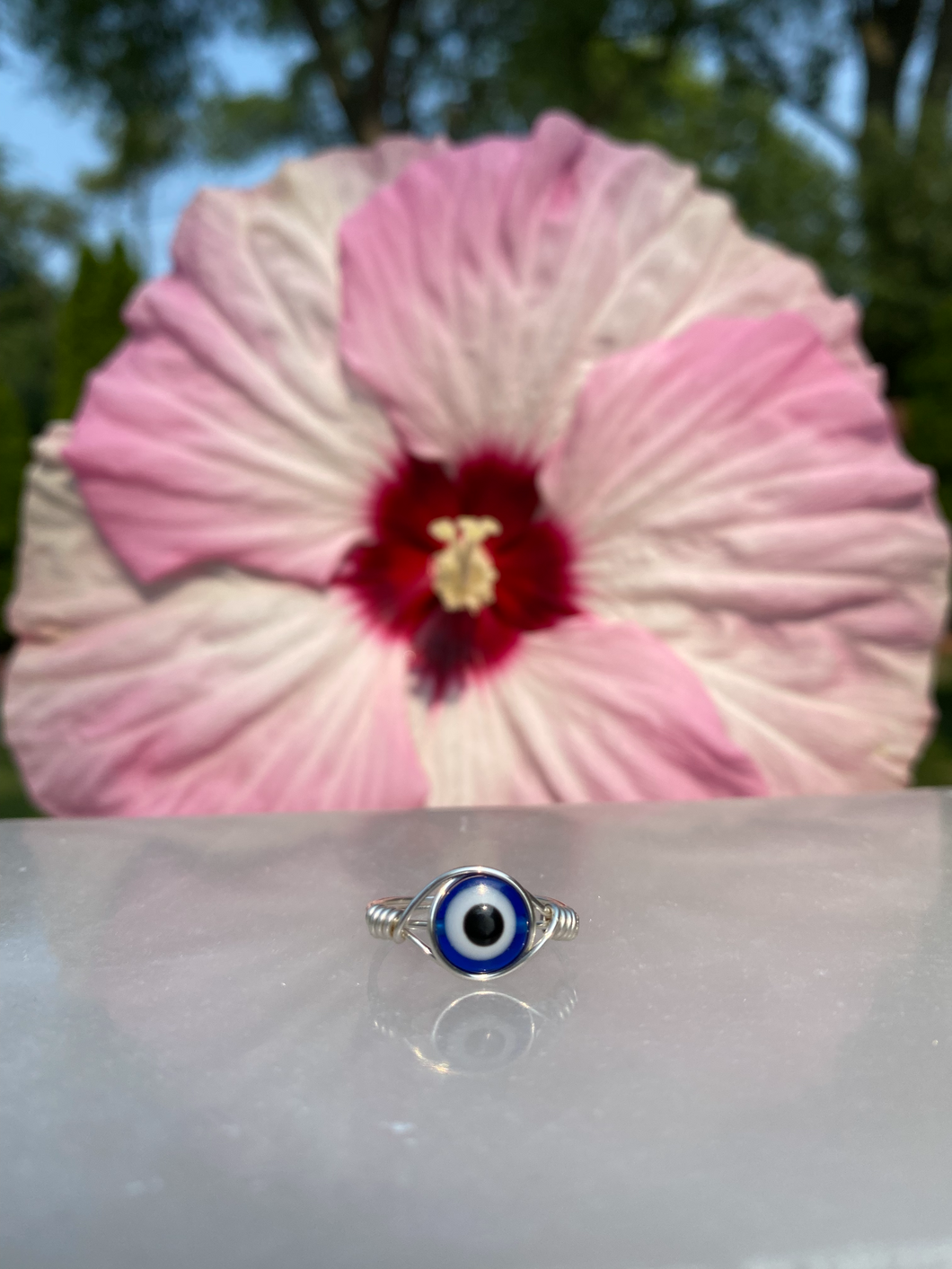 Dark Blue Evil Eye Handmade Ring