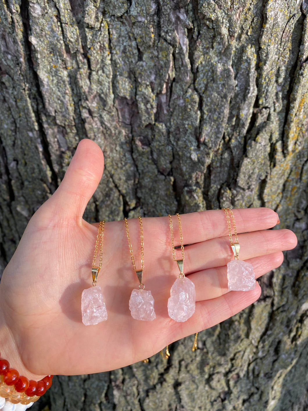 Raw Rose Quartz Necklace